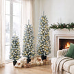 Set of 3 pre-lit snowy pencil trees, warm white – image 2