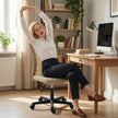Vinsetto Computer Desk Chair, Mesh Office Chair with Adjustable Height and Swivel Wheels, Armless Study Chair, Beige – view 6