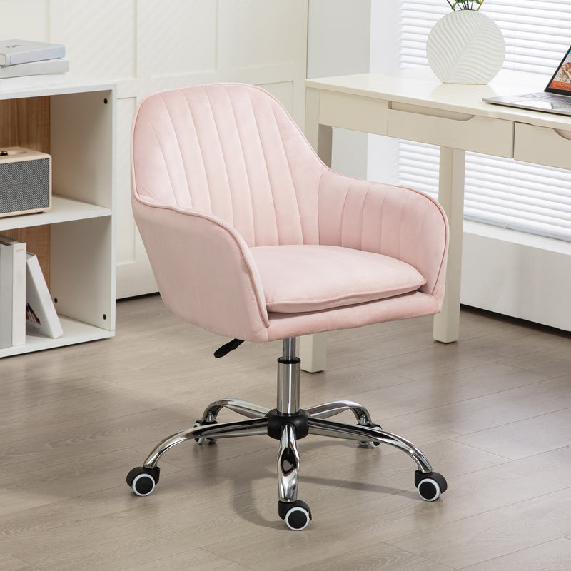 Velvet tub office chair – pink – image 2