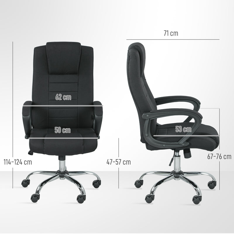 Vinsetto Linen-Look Swivel Office Chair - Black – view 3
