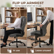 HOMCOM Office Chair, Ergonomic Desk Chair with Flip-up Armrest, Pocket Springs, Swivel Wheels, Adjustable Height, Grey – view 6