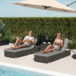 Outsunny Rattan Sun Loungers Set of 2 with Side Table, Garden Recliner Sunbeds with Adjustable Back, Cushions, Dark Grey – view 10