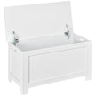 White lift-top storage chest with safety hinges and groove carry handles