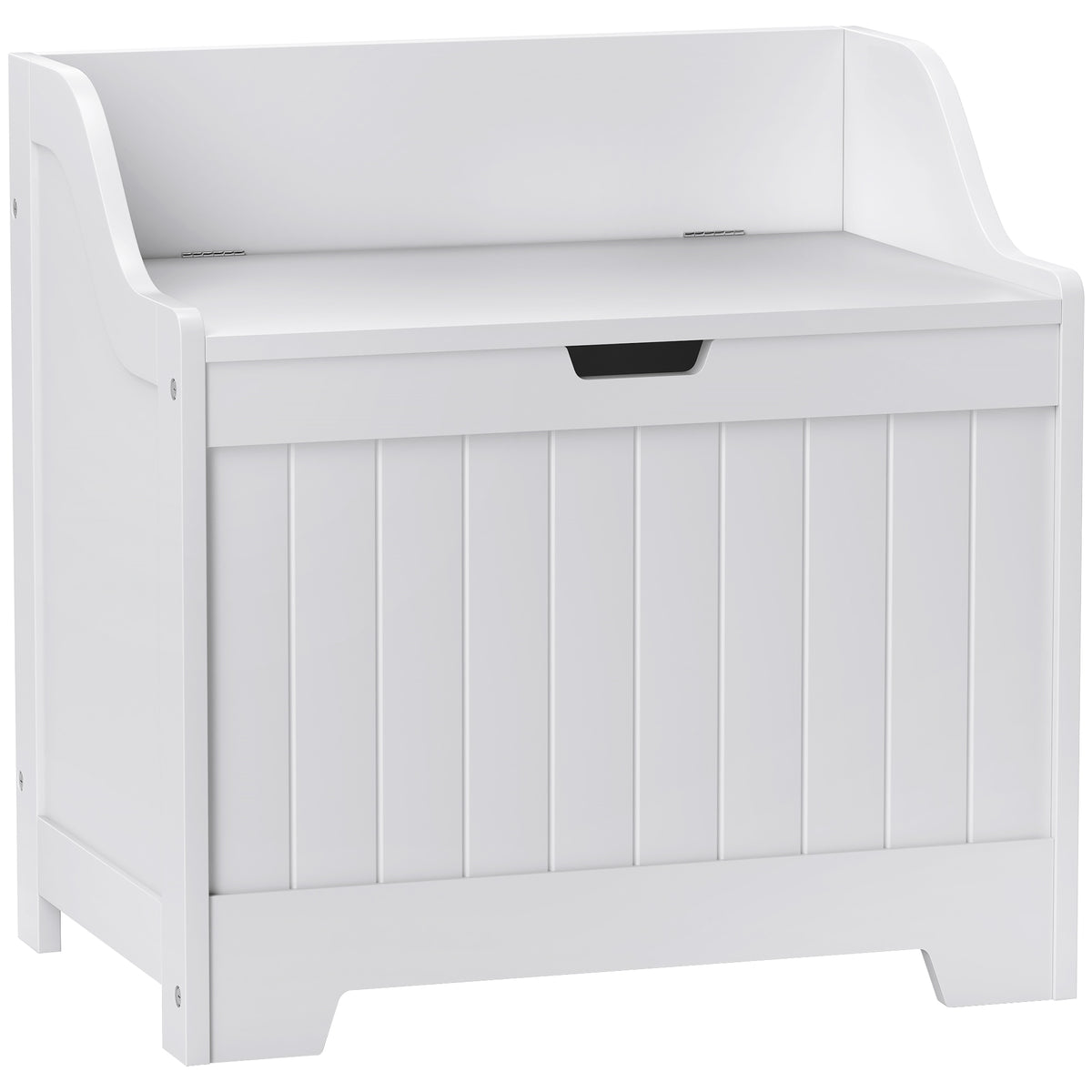 White 61-litre storage chest with safety hinge and cut-out handle