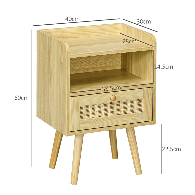 Rattan bedside tables with pine legs – image 3