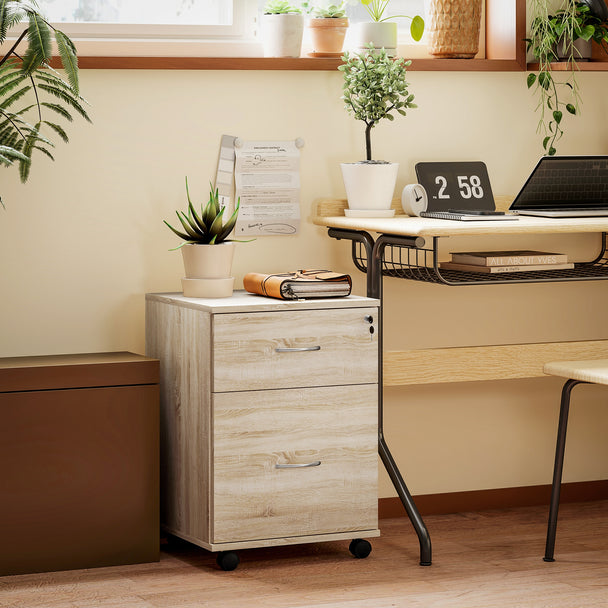 Under-desk 2-drawer filing cabinet – oak – image 2