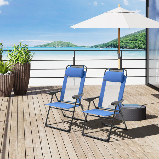 Set of 2 folding high-back garden chairs – image 2