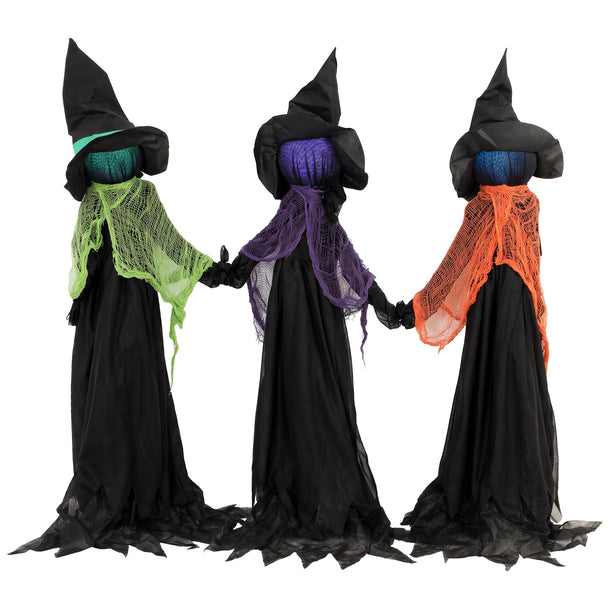 120cm Set of 3 Light-Up Witches Holding Hands – Outdoor – image 1 of 9