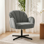 Swivel Accent Chair, Shell-Shaped Armchair with Spring Cushion, Metal Base, Grey