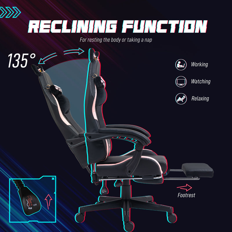 Black & pink cat ear gaming chair – image 6
