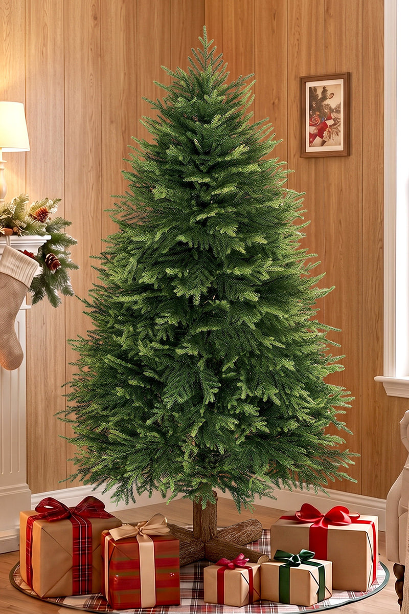 5ft Christmas tree with PE tips and fir wood base – image 2