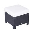 Black rattan footstool with padded cushion, 50 x 50 cm