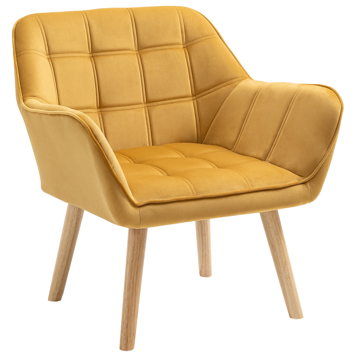 Velvet Slanted-Back Accent Chair – Yellow