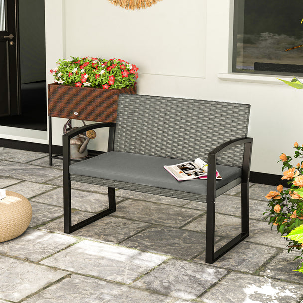 2-seater rattan garden bench – image 2