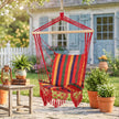 Outsunny Hammock Chair Swing Colourful Striped Tree Hanging Seat Porch Indoor Outdoor Fabric Garden Furniture – view 8