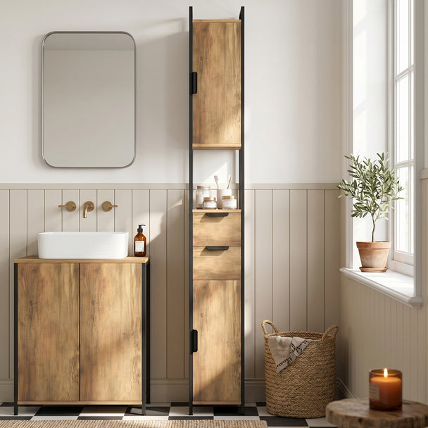 Slim industrial tall cabinet – image 2