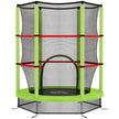 Green and black kids trampoline with enclosure net, padded poles and zipped entrance