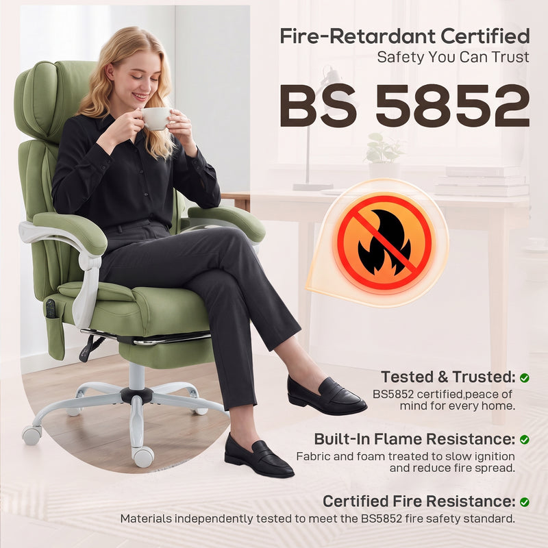 HOMCOM High Back Vibration Massage Office Chair Heated Reclining Computer Chair w/ Adjustable Height, Swivel Wheels – view 9