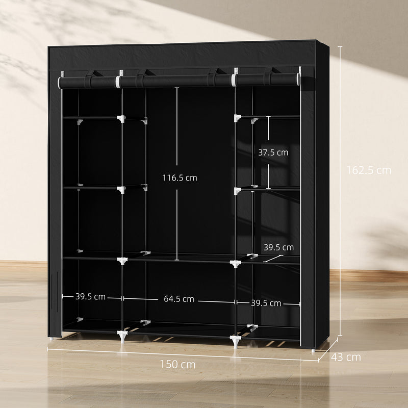 150 cm black fabric wardrobe – image 3