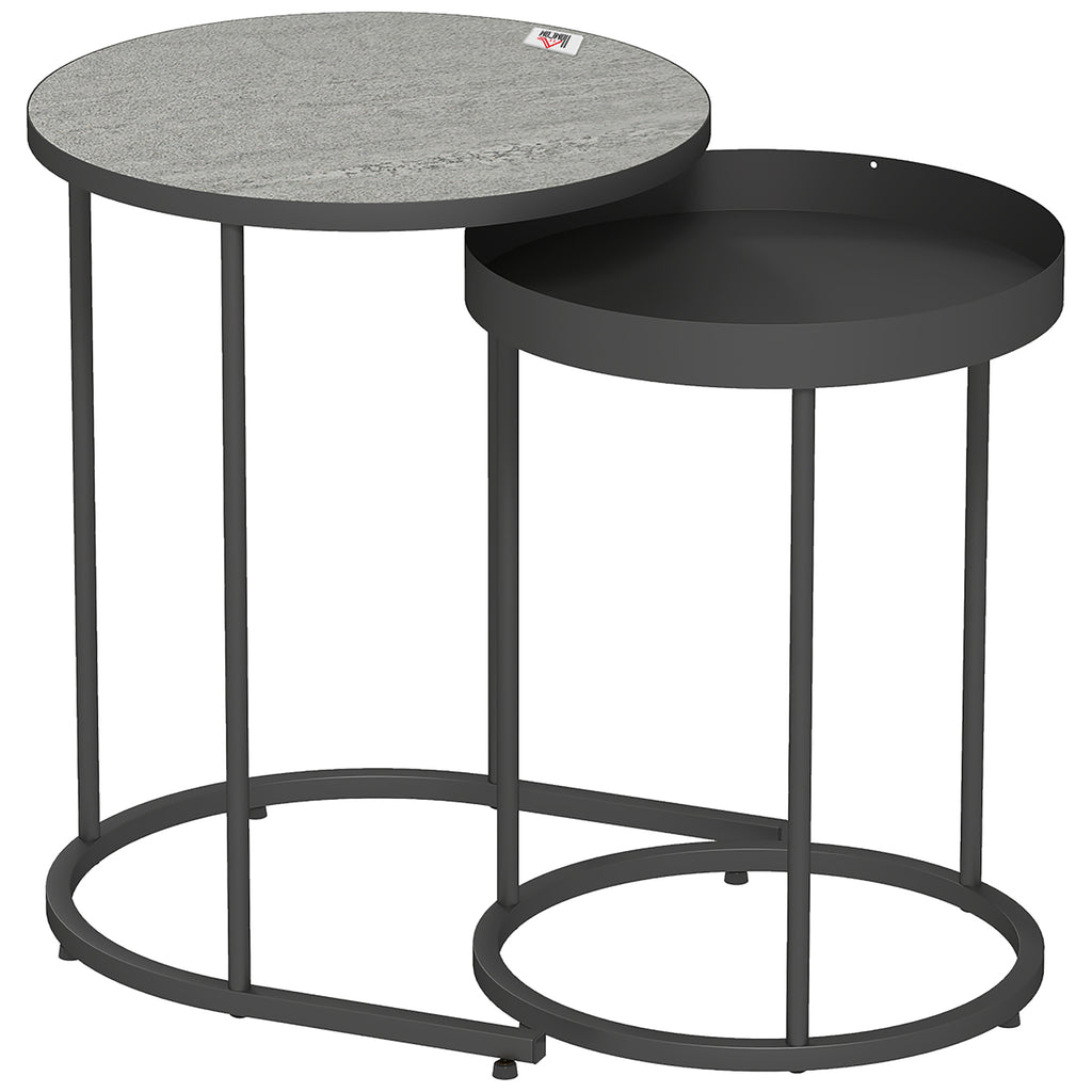 Set of Two Industrial Nesting Tables - Grey