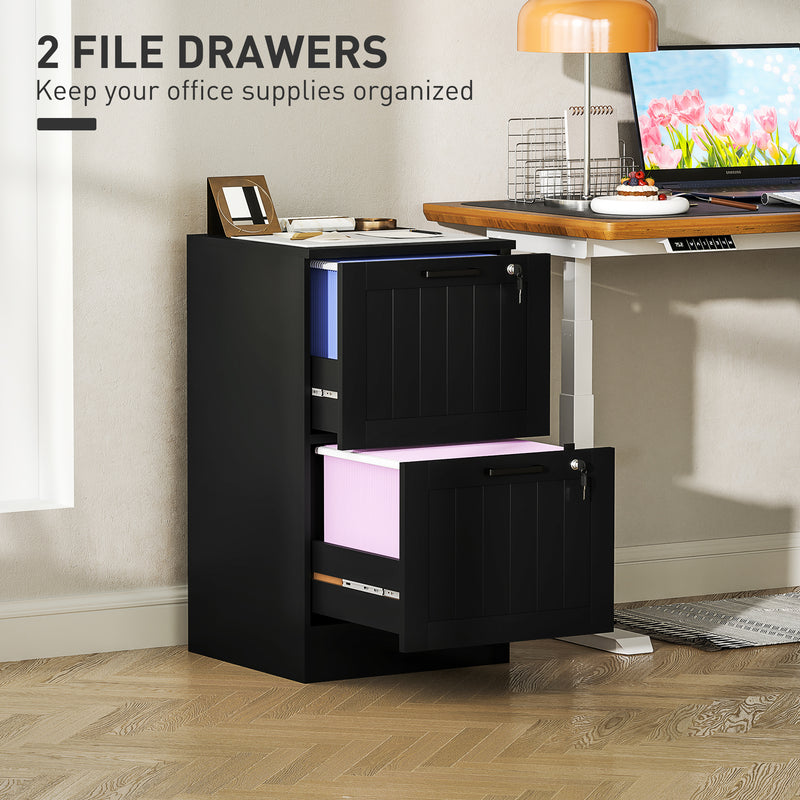 HOMCOM 2 Drawer Filing Cabinet with Lock, Office Storage Cabinet with Adjustable Hanging Bars for A4 Letter Size Files – view 4