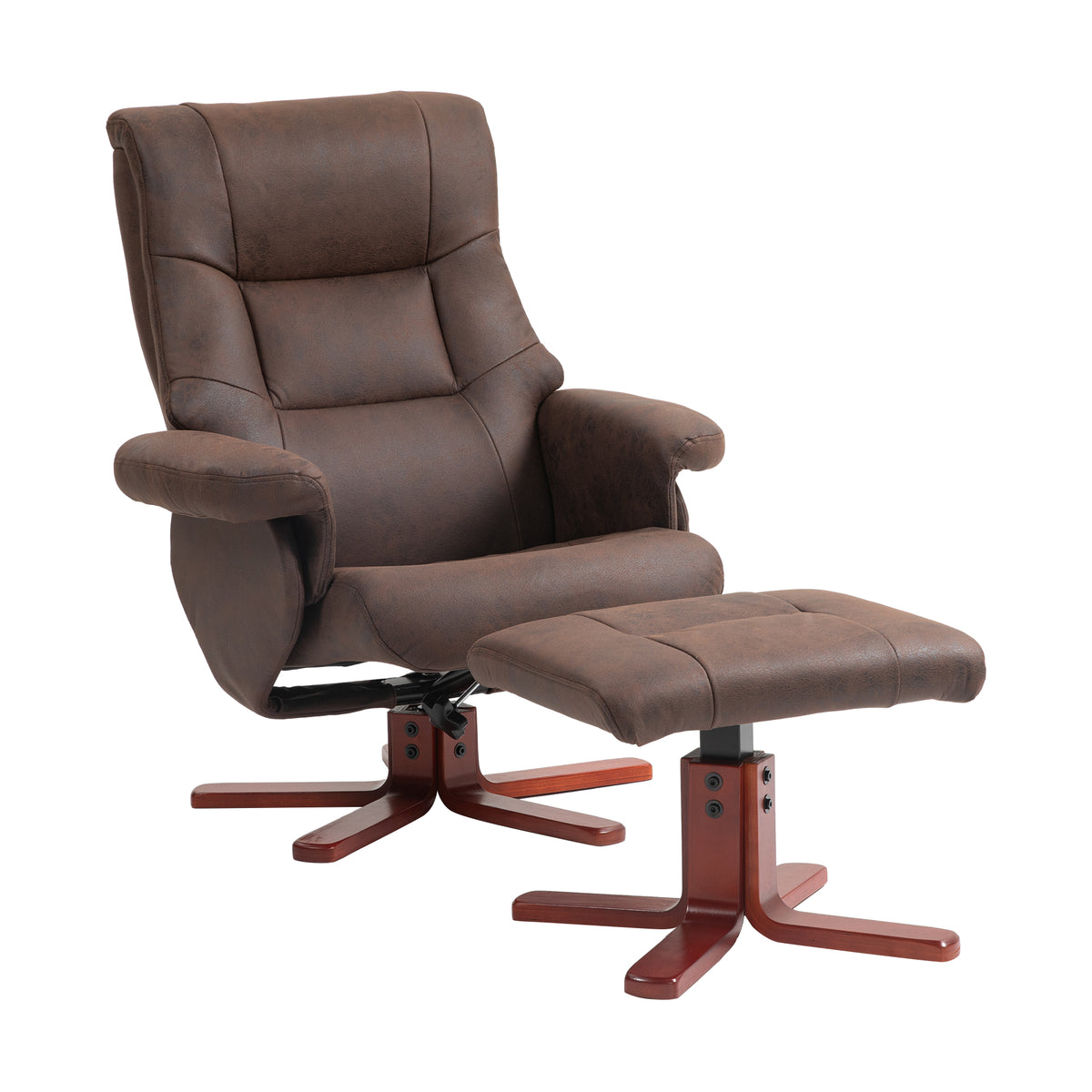 135° Microfibre Recliner & Footstool – Dark Brown
