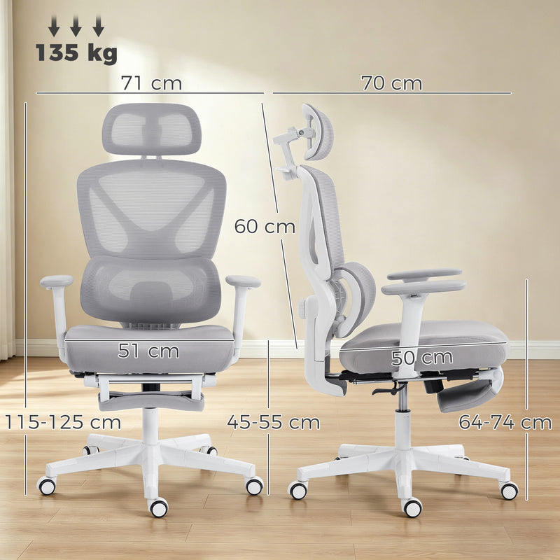 HOMCOM Ergonomic and Adjustable Office Chair - Grey – view 3