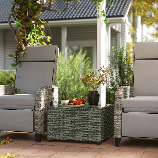 Light grey rattan side table – image 2