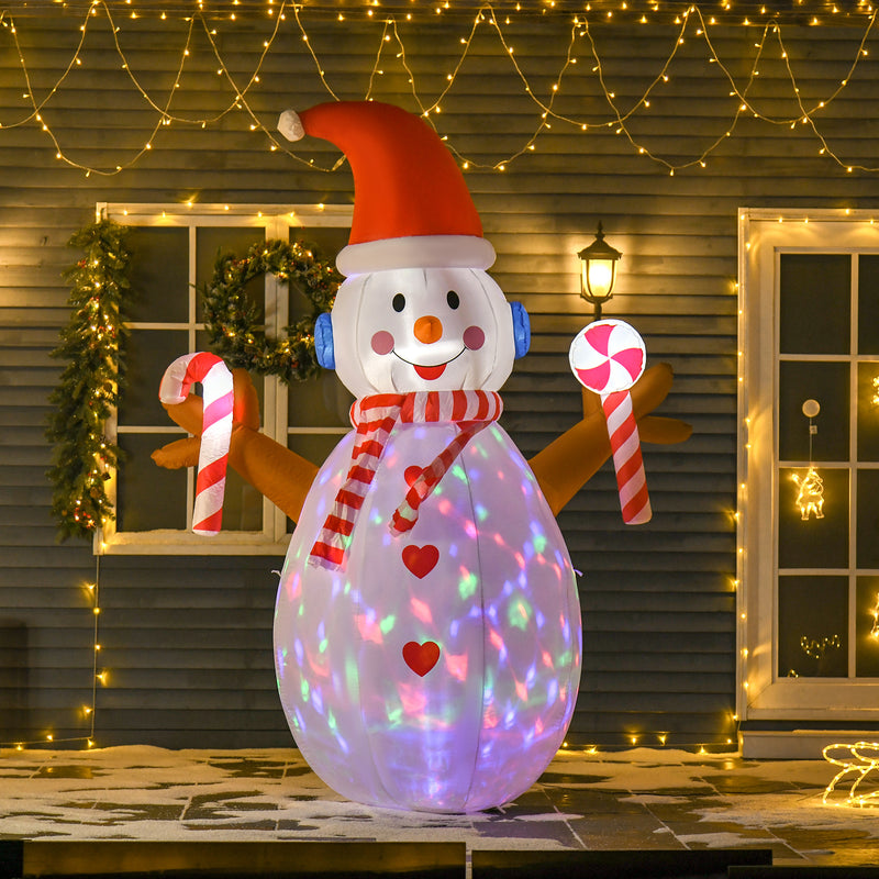 8ft Snowman Christmas Inflatable displayed outside a decorated home