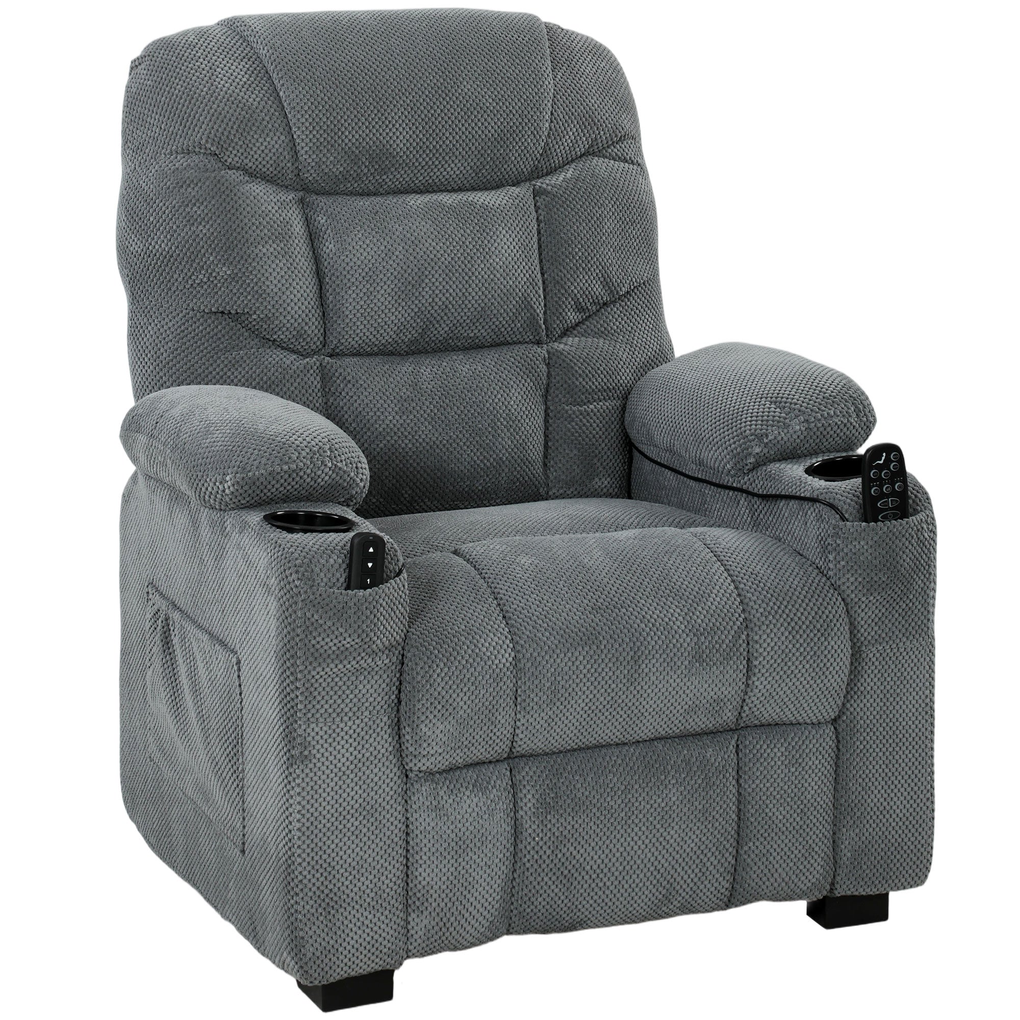 Recliner Armchair with Vibration Massage, Heat, Whisper-Quiet Motor, Memory Function, Power Reclining Chair, Dark Grey