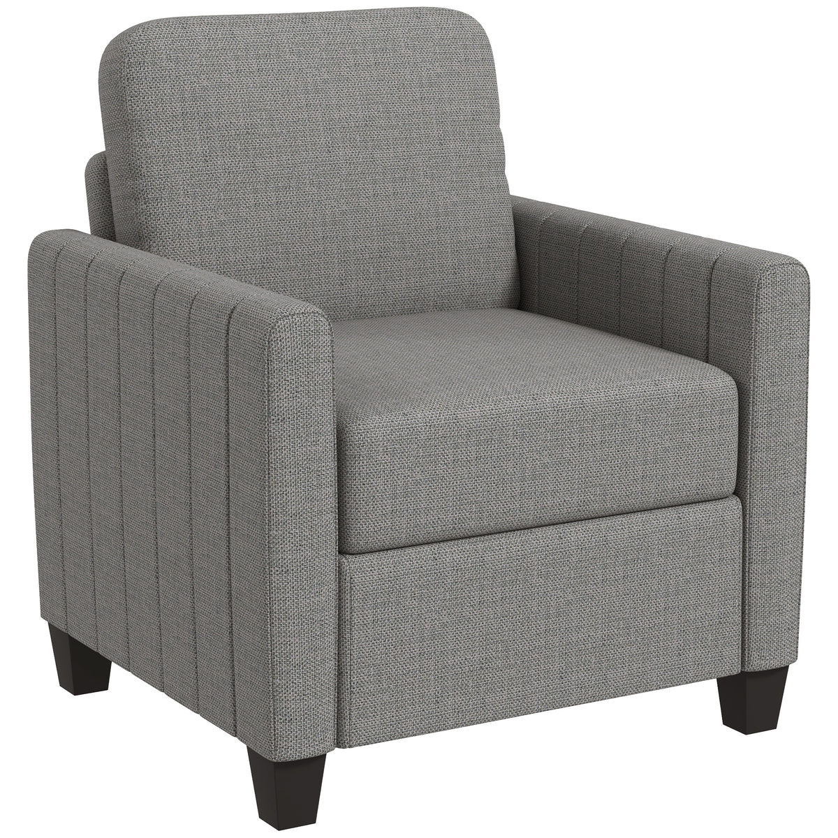 Boxy Linen Accent Armchair with Pocket Springs – Light Grey