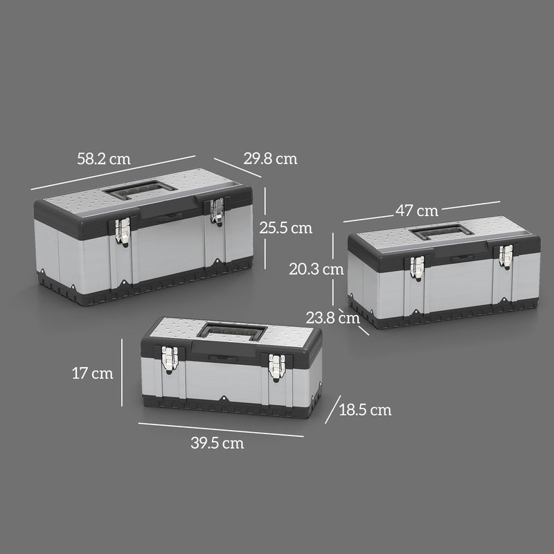 3-Piece Stainless Steel Tool Box Set – 16″/19″/23″ – image 3 of 9