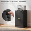 HOMCOM Filing Cabinet, Fluted Vertical File Cabinet with 2 Lockable Drawers and Hanging Rails, Black – view 6