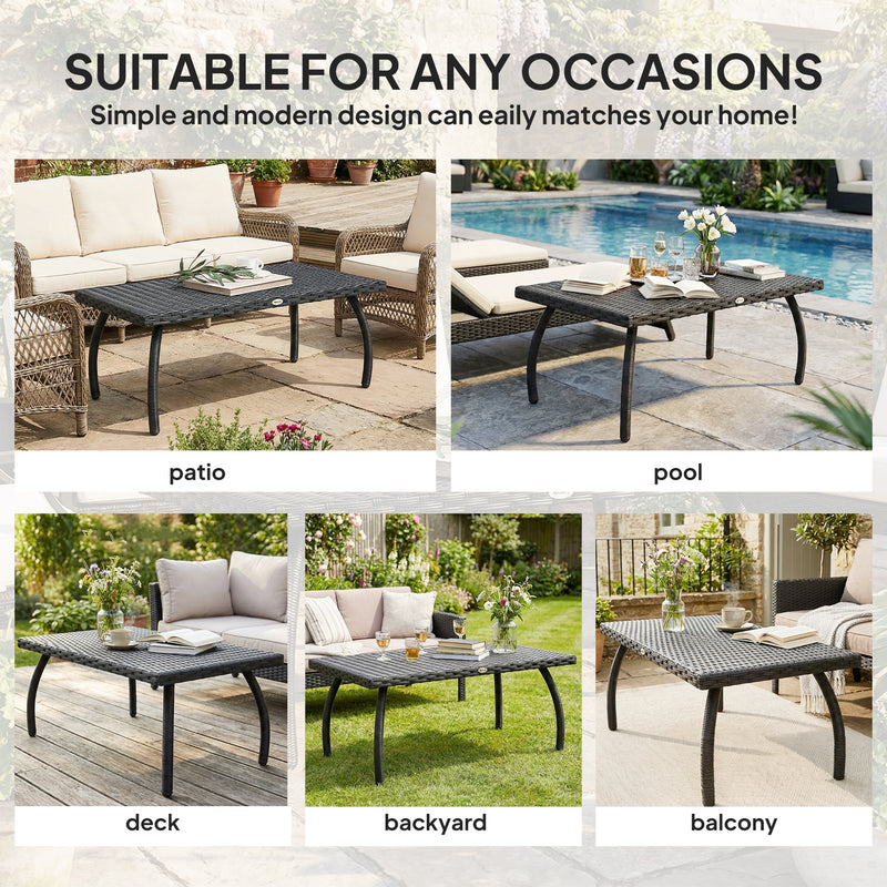 PE rattan garden coffee table black – image 7