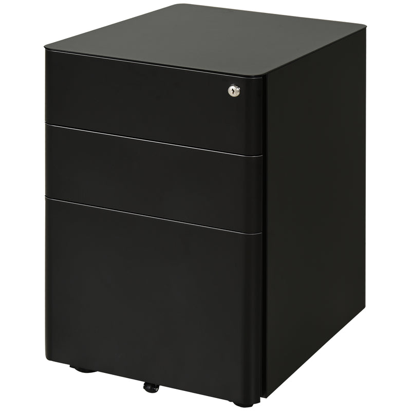 Lockable steel 3-drawer filing cabinet in black – image 10