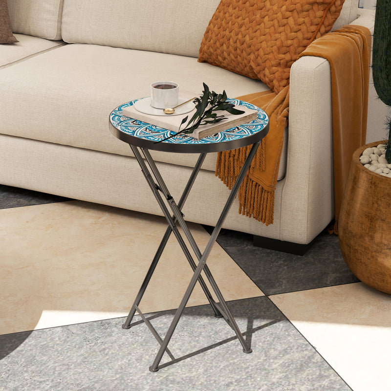 Folding mosaic side table – image 2