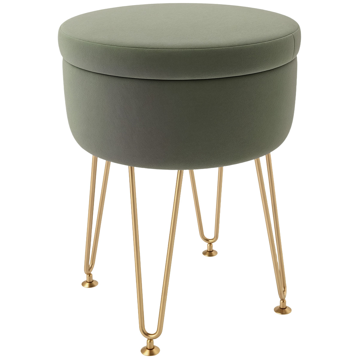 5L Velvet Storage Ottoman with Hairpin Legs – Green
