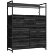 HOMCOM Chest of Drawers, Bedroom Fabric Dresser with 7 Drawers, Storage Organiser Unit with Open Shelves, Black