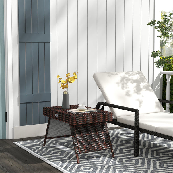 Folding rattan side table – image 2