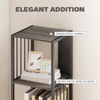 5-Tier Bookshelf with Steel Frame - Grey