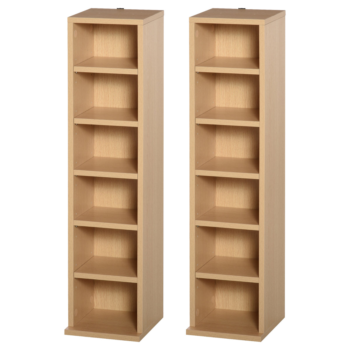 Set of 2 Adjustable Media Storage Towers – Natural