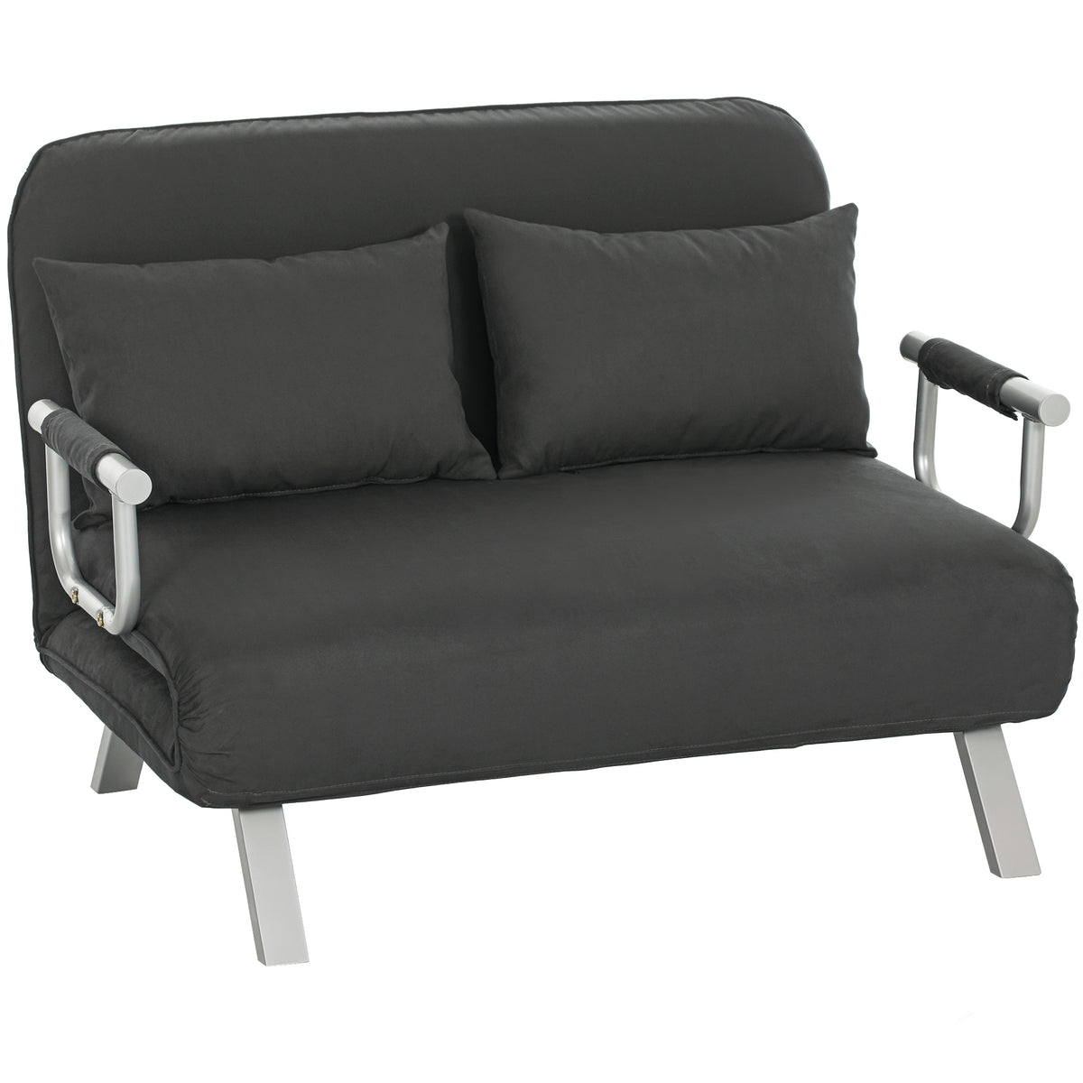 111 cm Faux Suede Click-Clack Sofa Bed – Charcoal Grey