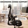 HOMCOM Ergonomic Office Chair with Lumbar Support, Mesh Reclining Desk Chair with Footrest, Adjustable High Back, Black – view 4