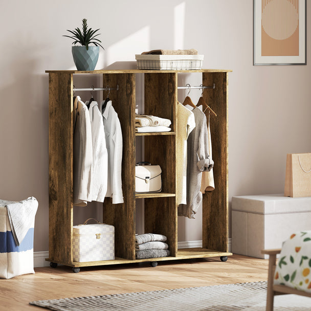 Rustic brown double open wardrobe – image 2