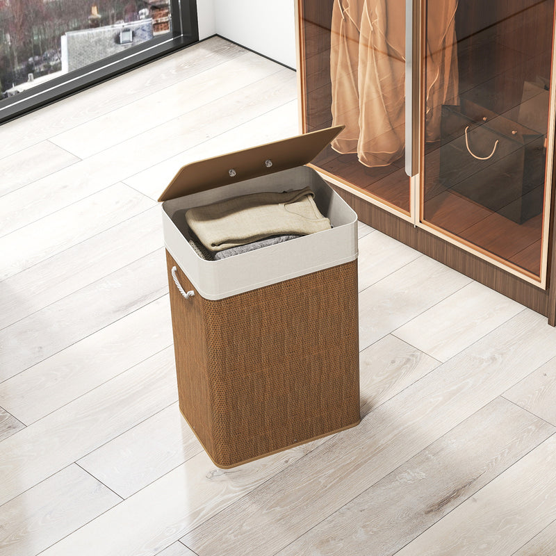 72 L brown bamboo laundry basket – image 9