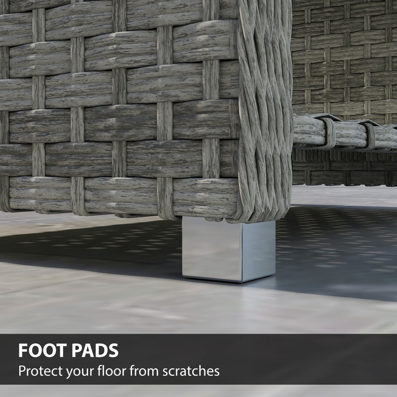 PE rattan coffee table with shelf grey – image 7