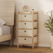 HOMCOM Chest of Drawers, 4 Fabric Drawers Narrow Dresser with Bamboo Frame, Cream White – view 10