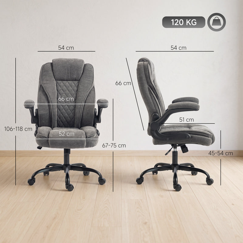 HOMCOM Office Chair, Ergonomic Desk Chair with Flip-up Armrest, Pocket Springs, Swivel Wheels, Adjustable Height, Dark – view 3