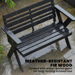 Outsunny 2 Seater Wooden Garden Bench, Slatted Patio Bench with Armrest and Backrest, Black – view 5