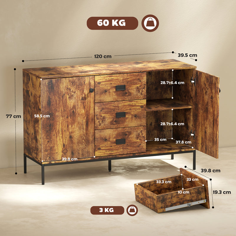 120 cm sideboard with 3 drawers – image 3